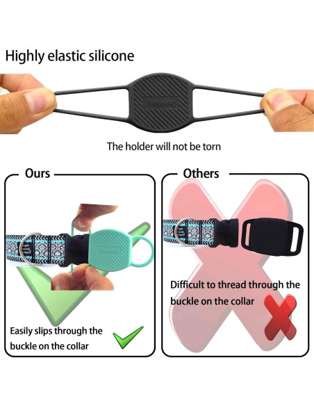 Soporte para Collar de Perro ThingsBag 2 Pzas Silicona Negro Verde