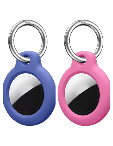2 Llaveros Funda para AirTag Apple - Rosa y Azul