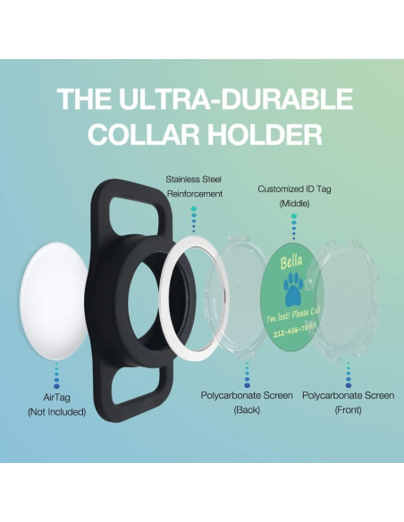 Soporte para AirTag WHALEZON Collar Perro Grande Azul