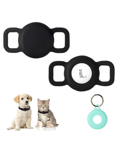 Soporte de Collar para AirTag PuppyDoggy 2 Piezas Negro