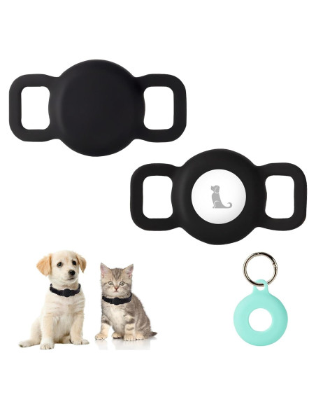 Soporte de Collar para AirTag PuppyDoggy 2 Piezas Negro