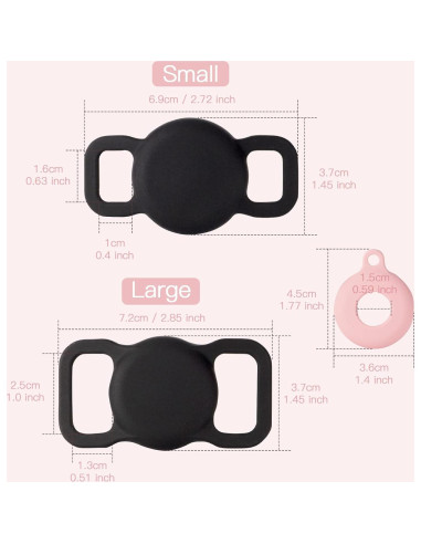 Soporte de Collar para AirTag PuppyDoggy 2 Piezas Negro
