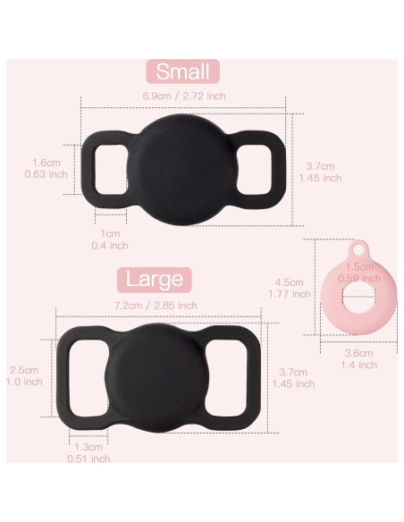 Soporte de Collar para AirTag PuppyDoggy 2 Piezas Negro
