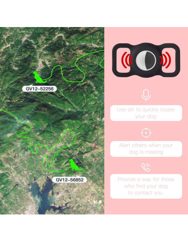 Soporte de Collar para AirTag PuppyDoggy 2 Piezas Negro