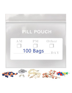 100 Bolsas para Pastillas MZRoyal 3x7 cm Reutilizables Sin BPA