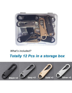 12 Tiradores de Cremallera OYNUO Metal Mejorado 3.56cm 2