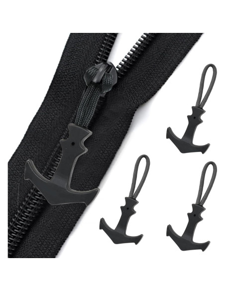 Tiradores de Cremallera Honbay 6PCS Nylon Ancla Negro