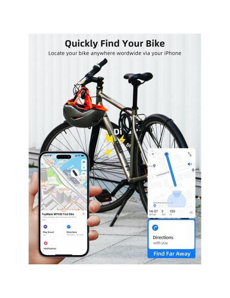 Localizador de Bicicleta TopMade GPS Impermeable Negro