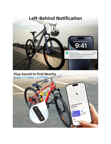 Localizador de Bicicleta TopMade GPS Impermeable Negro