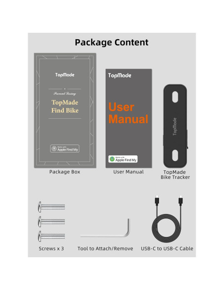 Localizador de Bicicleta TopMade GPS Impermeable Negro