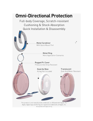 Soporte para AirTag Leverse 4 Pack Impermeable IPX8