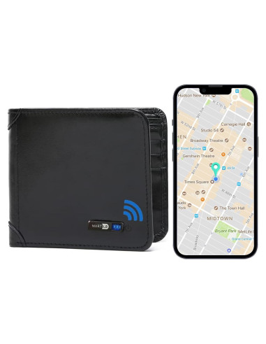 Billetera Bluetooth anti-pérdida cuero Donmia Negro