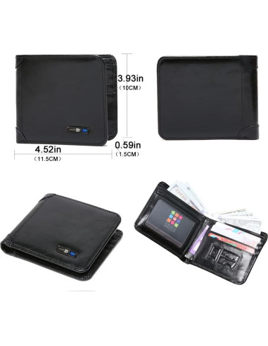 Billetera Bluetooth anti-pérdida cuero Donmia Negro