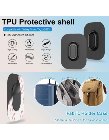 Funda Adhesiva para Galaxy SmartTag2 QINZAC 2 Piezas Negra