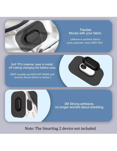 Funda Adhesiva para Galaxy SmartTag2 QINZAC 2 Piezas Negra