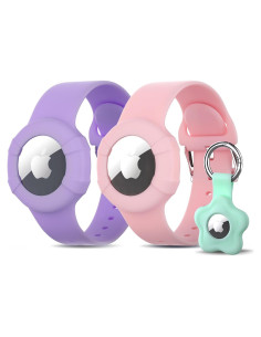 Pulseras de Silicona ARTCHE para AirTag Niños Morado/Rosa