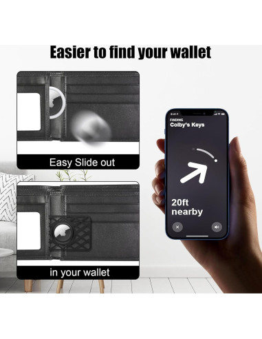 Soporte para AirTag Vnnink 2 Piezas Ultra Delgado Negro