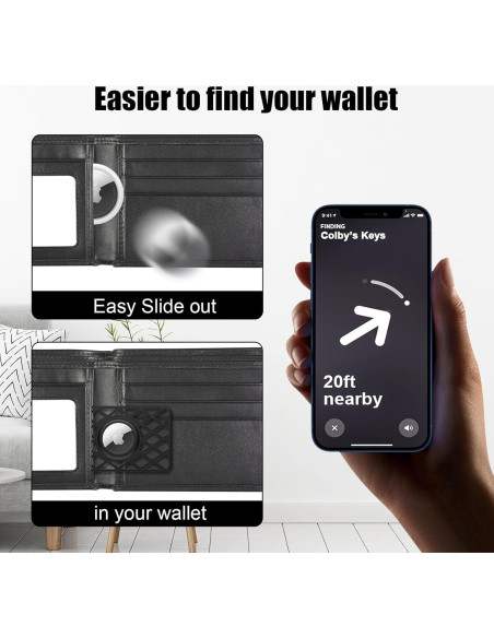 Soporte para AirTag Vnnink 2 Piezas Ultra Delgado Negro