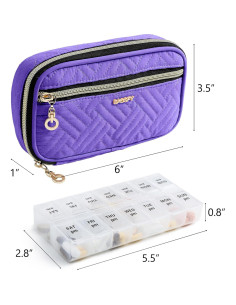 Organizador Semanal de Pastillas BAGSFY 14x9cm Púrpura 2