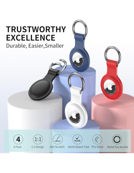 Paquete de 4 fundas de silicona para AirTag IP68