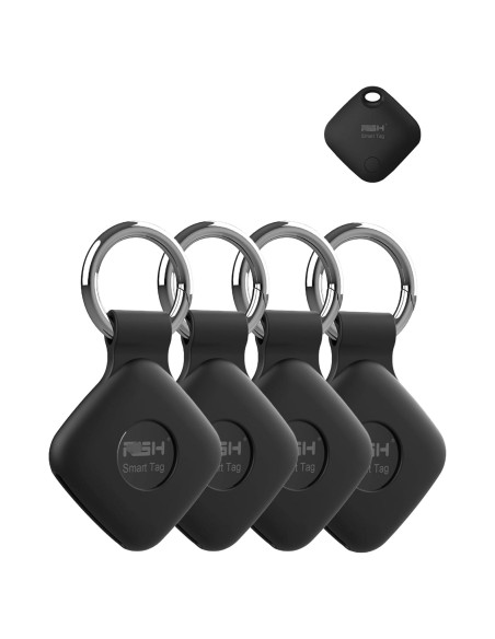 Funda de Silicona UYRUREL para Air Tags - Protección Antigolpes Negra (4 Unidades)