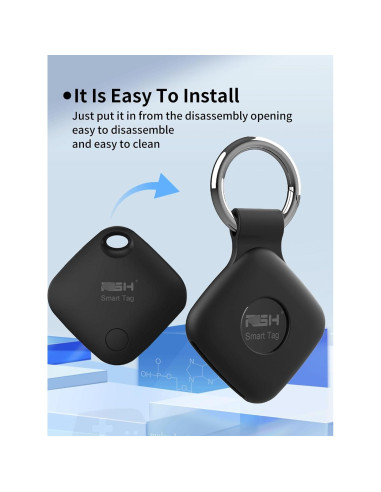 Funda de Silicona UYRUREL para Air Tags - Protección Antigolpes Negra (4 Unidades)