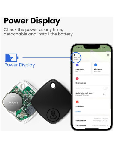 Rastreador Bluetooth SENCKIT S1 para Llaves y Objetos - Negro