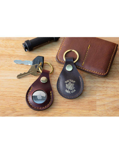 Cadena de Llave de Cuero Premium The Tulip Tree para AirTag/Moto Tag
