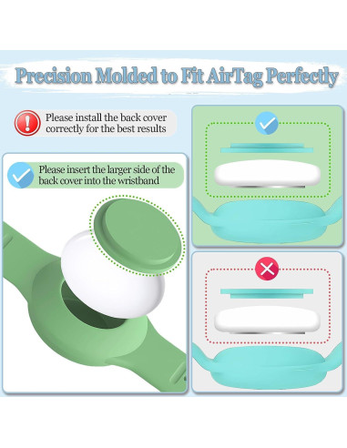2 Pulseras Ajustables para AirTag Niños Silicona Impermeable