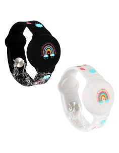 2 Pulseras Ajustables para Niños AirTag Silicona Negra Blanca