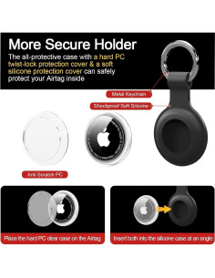 Estuche de llavero para AirTag Vsagier Negro 4 unidades 2