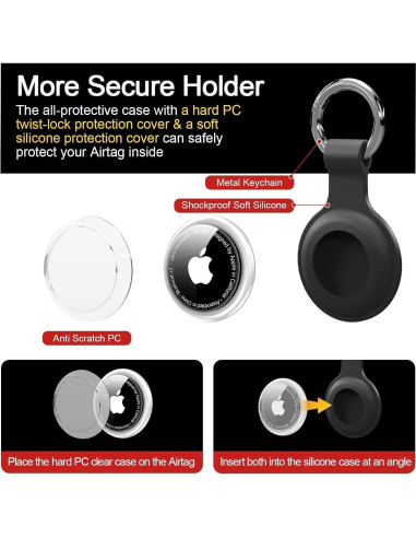 Estuche de llavero para AirTag Vsagier Negro 4 unidades