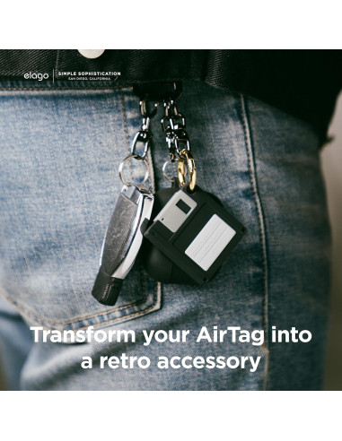 Estuche Retro Floppy Disk elago para Apple AirTag - Negro