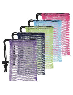 5 Bolsas de Malla Coloridas con Cierre Nylon 15x10 cm