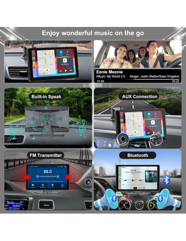 Pantalla Carplay 7" Accfly HD Táctil Inalámbrica GPS Bluetooth
