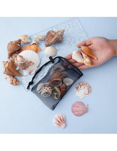 5 Bolsas de Malla Coloridas con Cierre Nylon 15x10 cm