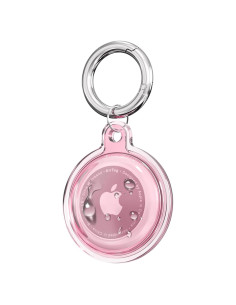 Funda protectora TPU rosa claro para AirTag con llavero