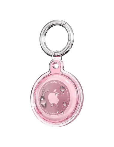 Funda protectora TPU rosa claro para AirTag con llavero