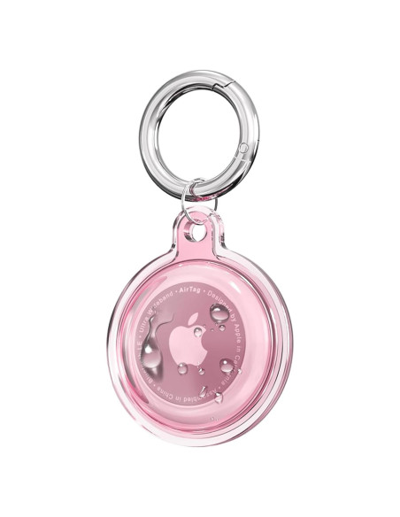 Funda protectora TPU rosa claro para AirTag con llavero