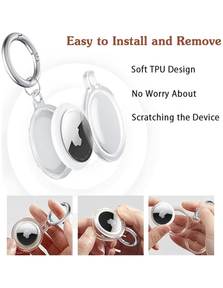 Funda protectora TPU rosa claro para AirTag con llavero