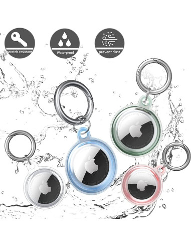 Funda protectora TPU rosa claro para AirTag con llavero