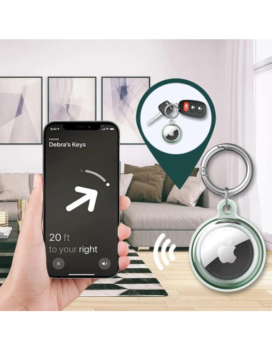 Funda protectora TPU rosa claro para AirTag con llavero