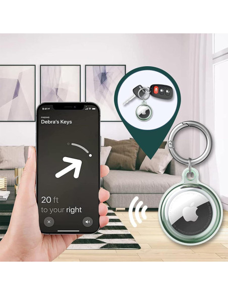 Funda protectora TPU rosa claro para AirTag con llavero