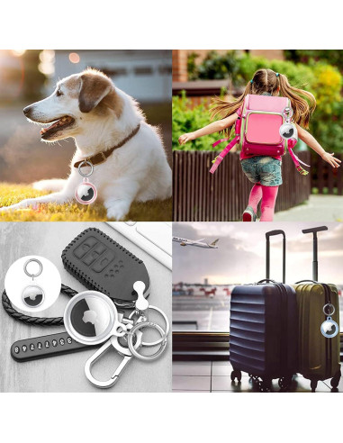 Funda protectora TPU rosa claro para AirTag con llavero