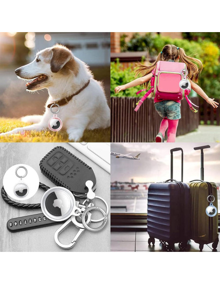 Funda protectora TPU rosa claro para AirTag con llavero