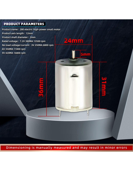 Motor de Corriente Continua 3V-12V 280 DaFuRui para Juguetes