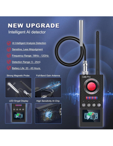 Detector de Cámara Oculta JAXTIN G66 Pro - Escaneo AI, LED