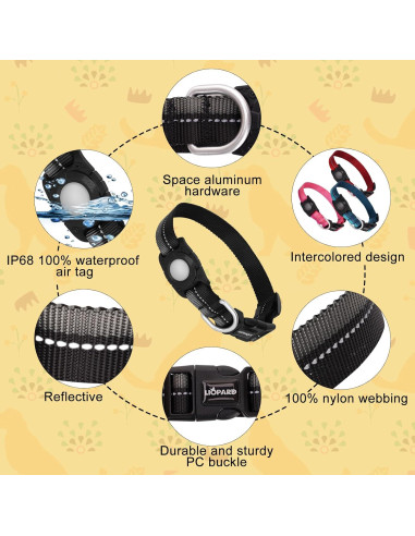 Collar para Perros AIRTAG LIOPARD Rosa S Impermeable IP68