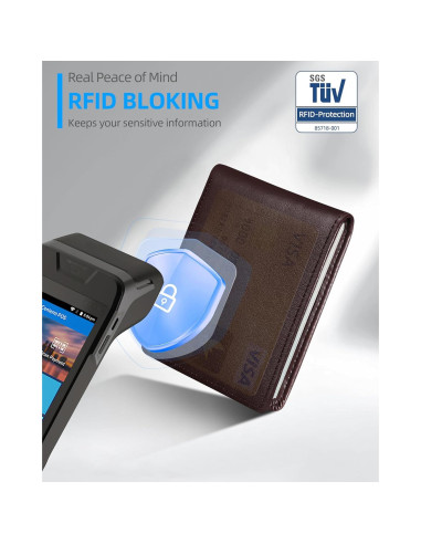 Billetera Bifold de Cuero ExtreLife con Bluetooth y RFID Marrón