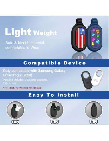 Funda Silicona Samsung Galaxy SmartTag2 2023 - 2 Pack Negro/Azul